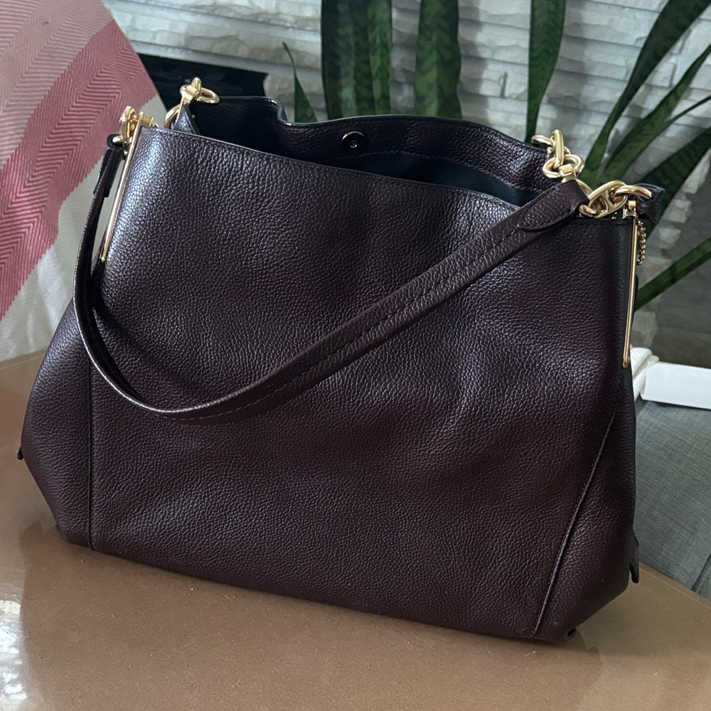 Coach EDIE Shoulder Bag 31 Deep Aubergine with gold hardware Perfect
Condition